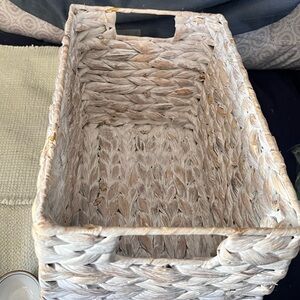 White Woven Basket with Integrated Handles